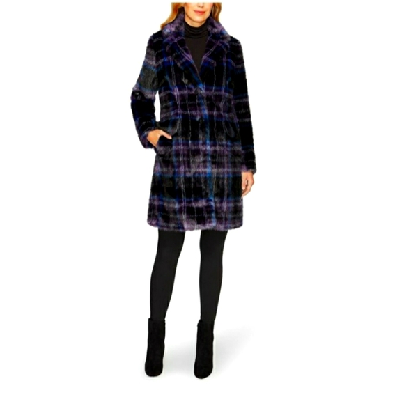 Sam Edelman Jackets & Blazers - Sam Edelman Faux Fur Plaid Jacket Black NWT Large